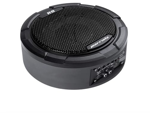 Levhorzn Marriola R8 Slim Under-Seat Powered Subwoofer with Built-in Amplifier – Compact Bass Upgrade for Car Audio, 8 Inch, Easy Install, High-Level & RCA Inputs, Complete Wiring Kit