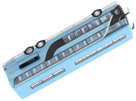 SPYMINNPOO 1:32 Legering Double Decker Electric Bus Model med Lätt Musik för Barn, Utdragbart Bakhjul, Utsökt Utförande, Barnbilsmodell (Blå)