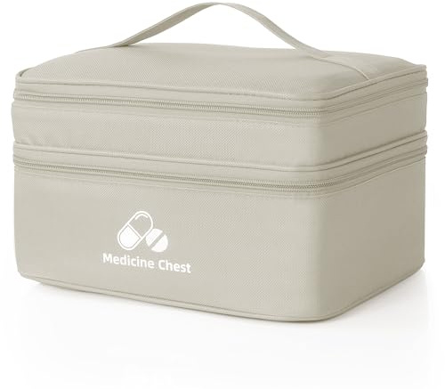 Romon Trousse de Secours Vide, Étanche Sac de Médecine Portable, Sac à médicaments de Voyage à Double Couche et de Grande capacité, Sac de Rangement de Médicaments Voyages, Gris