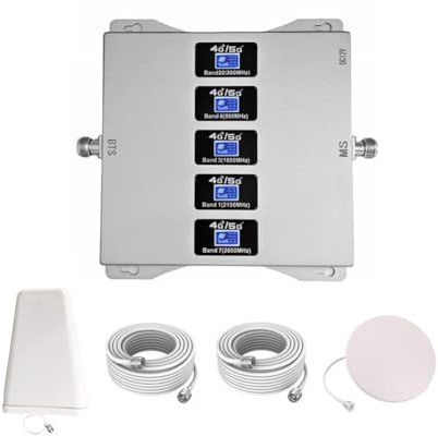 KKBSTR Amplificador Señal Movil Amplificador 4G 5G, Repetidor Señal Movil 5 Bandas 800/900/1800/2100/2600MHz