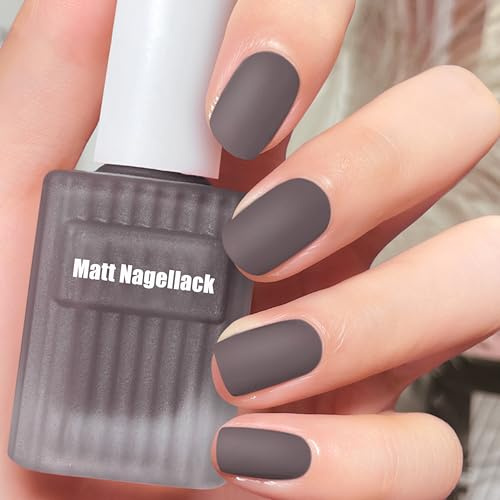 Matt Nagellack - Schnelltrocknender Langanhaltender Grau Nagellack Ohne UV Lampe - Ungiftig Farblack Auf Wasserbasis - Natürlicher Nail Polish mit Veganer Formel für Frauen Männer DIY Maniküre (GRAY)