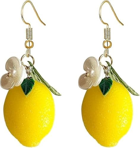 Boucles d’Oreilles Citron Pendantes Bijoux Fruités Jaunes pour Femme Parfaites pour Tous Les Jours et l'Été et Les Fêtes Hawaïennes
