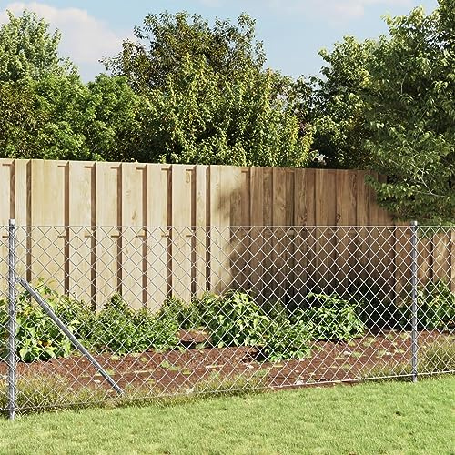 Mokuyary Valla de malla de alambre con brida de suelo plateada, 0,8 x 25 m, valla de malla de alambre para jardín con malla cuadrada, valla estable ideal para parcelas, jardín y recintos de animales