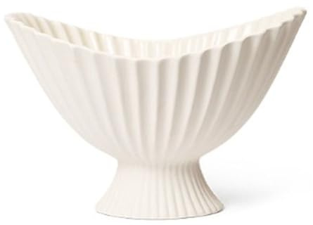 SONGYL-20249 Ciotola for frutta con piedistallo a coste, design in ceramica color crema, piatto da portata for spuntini, decorazione tavolo Organizzatore per Frutta