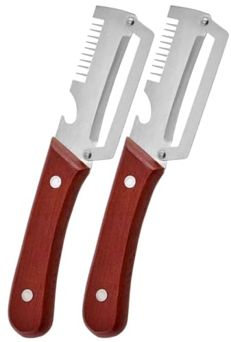Uonguon Pelador De Verduras | 2 piezas rebanador de acero inoxidable,Rallador Cebolleta Con Mango Madera Y Abrebotellas - Patata, Zanahoria, Calabaza, Cebolleta, Cocina, Cocinar, Ensalada, Verdura