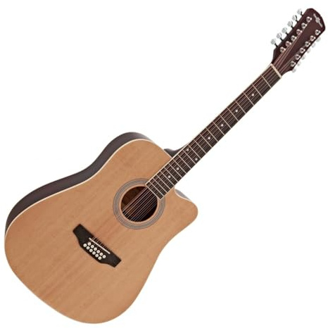 Guitare Acoustique Dreadnought à Pan Coupé 12 cordes par Gear4music, Natural