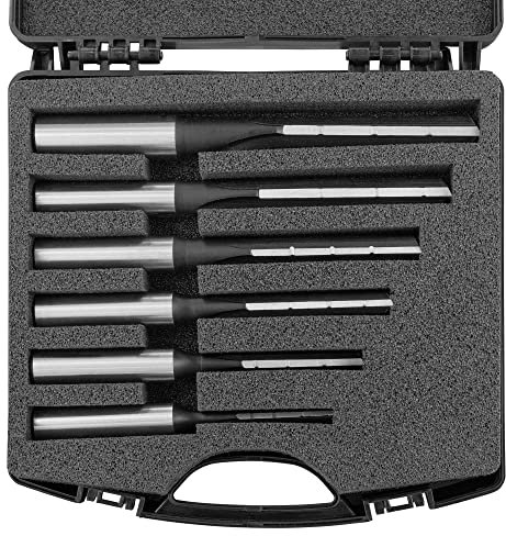 ENT 25490 Jeu de 6 mèches pour trous longs Ø 6-8 - 10-12 - 14-16 mm, queue 13 et 16 mm, rotation à droite, avec rainures brise-copeaux, en, acier à outils, fraises pour trous longs