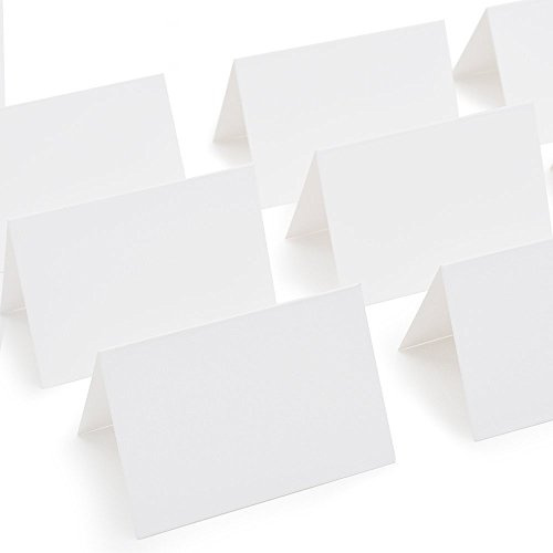 AZAZA 50 Pcs White Blank Place Cards - Textured Table Tent Cards Seating Place Cards for Weddings Banquets Dinner Parties 2.5 x 3.75