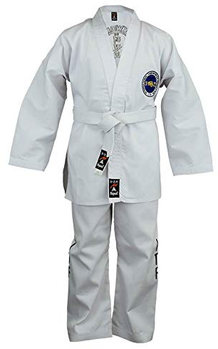 Playwell Martial Arts Itf Taekwondo Studente Suit (Uniforme) - Bianco, 2/150cm