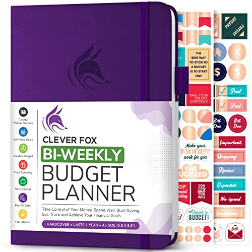 Clever Fox Bi-Weekly Budget Planner – Undated Financial Organizer with Expense & Bill Tracker – Finance Book for Household Money Budgeting – 5.8″ x 8.3″ Hardcover (Purple)