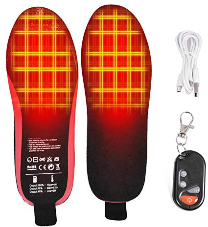 Virtcooy Heated Insoles Rechargeable Foot Warmer for Men and Women, Winter Outdoor Electric Heated Shoe Insoles for Camping Hiking Fishing Skiing