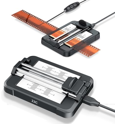 JJC Slide Film Cutter for 35mm 120 format film, Slide Negatives Film Cutting Tool - Precise Gradations + Adjustable Brightness Light Pad