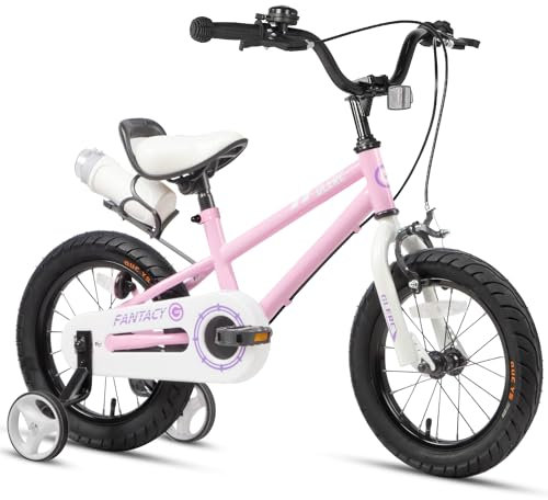 Glerc Vélo Enfant 16 Pouces avec Roues stabilisatrices & Porte-bidon pour garçons et Filles de 4 5 6 7 8 Ans,Rose