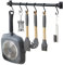 Smallboutique Schwarzer Aluminium-Utensilienhalter, Küchenregal, Wandmontage, Küchenschiene, Pfannenaufhänger mit S-Haken zum Aufhängen von Küchenutensilien, Badezimmer-Gadget