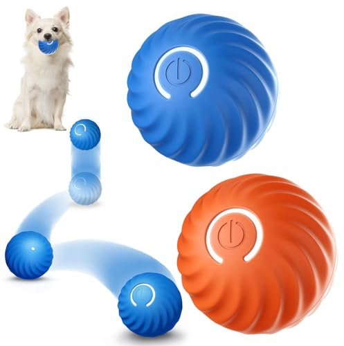 2pcs Interaktives Hunde Spielzeug - Selbstrollender Ball, Automatisch Rollender Langlebiger Hundeball, Strapazierfähiger Interaktiver Ball für Hunde