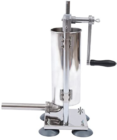 3L Vertical Manual Sausage Stuffer Machine,Stainless Steel Sausage Maker Filling Sausage Filler Meat Tools,Professional Filling Nozzles Attachment,Silver