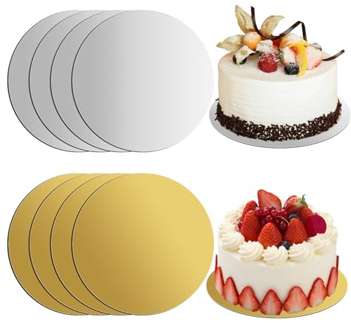 8 Stück Cake Board Tortenplatte Pappe, 20cm Tortenunterlage Rund, Cakeboard Rund, Cake Board Rund, Wiederverwendbar Torten Unterplatten für Cupcakes, Gebäck, Kuchen und Pizza Verwendet Werden