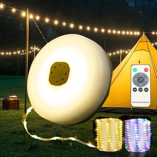 Camping String Lights,32.8FT Rechargeable Tent String Lights with 14 Lighting Modes, Camping Essentials Gear Outdoor Hanging Light for AWN Tent Yard Garden Hiking Travel Decoration