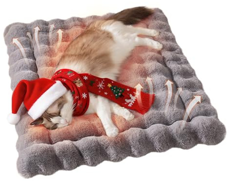 SOMAHE Cat & Dog Bed Mat, Soft Plush Faux Fur Kneading Pet Bed for 2 Cats or Small Dogs, Machine Washable Cat Sleeping Pad, Non-Slip Fluffy Pet Rug for Indoor Cats Kittens & Small Dogs, 27x20 in Grey
