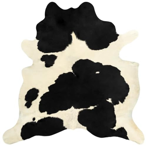 Générique Tapis en Peau de Vache véritable Noir et Blanc 150 x 170 cm,Maison & Jardin, Décorations, Tapis, Noir (Poids 4KG)