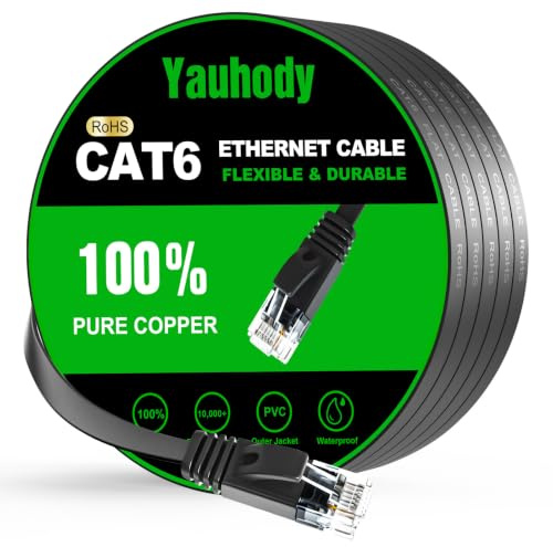 Yauhody Cable Ethernet Cat 6 de 6m 1pieza, Cable de Red Gigabit de Alta Velocidad, Cable de Conexión LAN para TV, Juegos y Router (Negro)