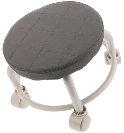 POPETPOP Tabouret Pivotant avec roulettes Similicuir Tabouret Bas Roulant pour Salon de Coiffure Atelier Bureau