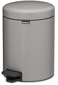 Brabantia NewIcon Pedal Bin 1.3 Gallon/5L (Soft Gray), Soft-Closing Kitchen Garbage Can, Step-On Trash Can with Removable Inner Bucket, PerfectFit Trash Bag Pack Included