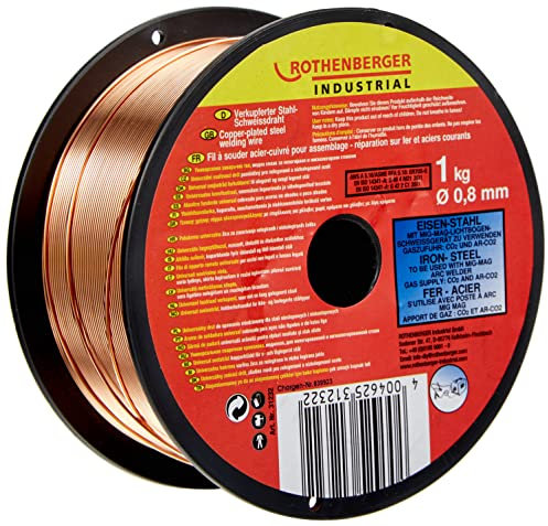 Rothenberger Industrial Alambre de soldadura de acero chapado en cobre, diámetro de 0,8 mm, bobina de 1 kg, 31232