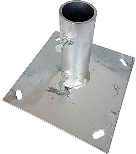 Loops 1.5-2” Heavy Duty Pole/Mast Ground Base Plate –Galvanised Stand/Mount Aerial Satellite Dish