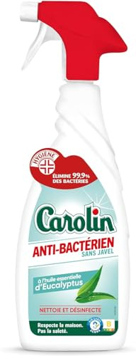 Carolin Pistolet Nettoyant Désinfectant Anti-Bactérien sans Javel Huile Essentielle d'Eucalyptus 650 ml