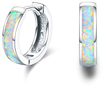 CUOKA MIRACLE Ohrringe Silber 925 Creolen Opal Damen Creole Sterling Silber Kleine Creolen Kreis Ohrringe Opal Schmuck Geschenke für Mama Frauen Kinder