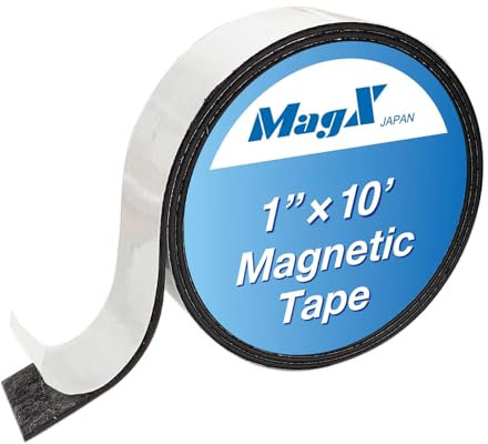 MagX Magnetic Tape with Adhesive 2.5cm×3m, Ultra Thick 1.5 mm, Magnetic Strip with Self Adhesive, Flexible Magnetic Roll Tape, Peel and Stick, Anisotropic Strong Magnets, Stationery, Office Supply