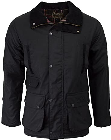 Walker and Hawkes Wax Hawthorn jacka för män, svart, 3XL