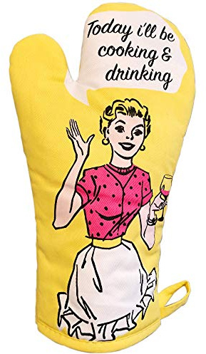 Sass Party & Gifts Funny Oven BBQ Mitts - Funny Heat Resistant Oven Gloves for Grilling & Cooking (Cooking & Drinking)