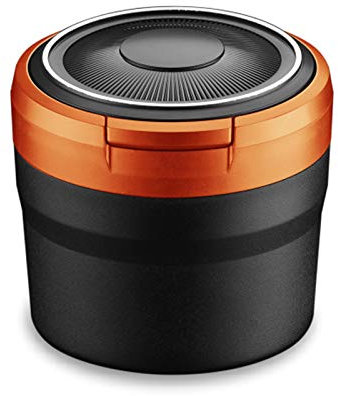 Ctzrzyt Portable Ashtray with LED Light Auto Moke Cup Holder Ash Tray for Car Smokeless Ashtrays Car Accessories,Black+Orange