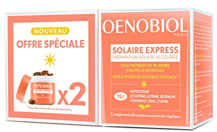 OENOBIOL - Compléments Alimentaires - Préparation Solaire Accélérée - Solaire Express - Programme 1 mois - 2 Boîtes de 15 Capsules