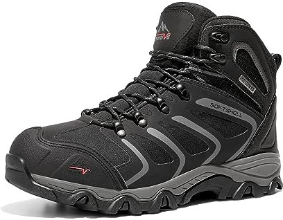 NORTIV 8 Stivali da Trekking da Uomo Escursionismo All'aria Aperta Scarpe da Trekking Scarponi Scarpe da Arrampicata Alpinismo,Size 44,Nero/Scuro/Grigio,160448_M-E