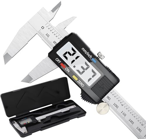 Retoo Calibre digital de 150 mm, acero inoxidable, pantalla LCD, herramientas de medición para el hogar y la industria, medidor de profundidad, resistente al agua, a prueba de polvo, diseño de