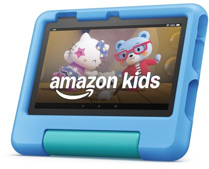 Amazon Fire 7 Kids tablet (newest model) ages 3-7. Top-selling 7 kids tablet on Amazon. Includes 6 months of ad-free and exclusive content, easy parental controls, 10-hr battery, 16 GB, Blue