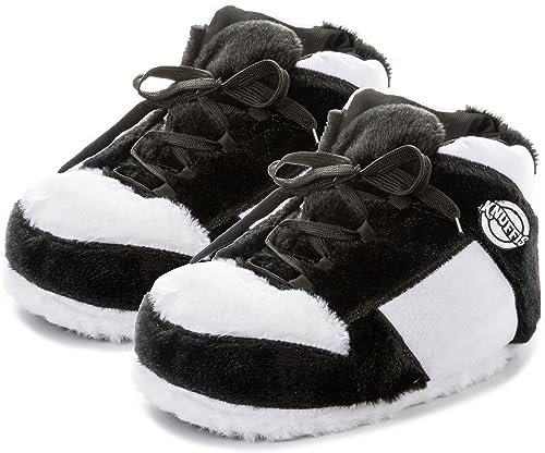 Knuffis Sneaker Hausschuhe Plüsch Hausschuhe Damen Hausschuhe Herren lustige Hausschuhe 36-45 (Weiß Schwarz)