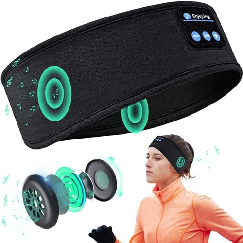 ZGZ Casque de Sommeil Bluetooth, Casque de Sport sans Fil avec Haut-parleurs stéréo en éponge Ultra Fine et Douce, Bandeau pour Dormir, Voyager, Courir, méditer (Noir)