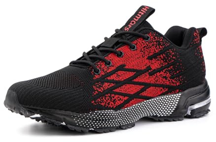 Hitmars Mens Trainers Ladies Running Shoes Mens Trail Running Gym Outdoor Sports Shoes Lightweight Fashion Sneakers Red N1 Size 4UK=37 EU
