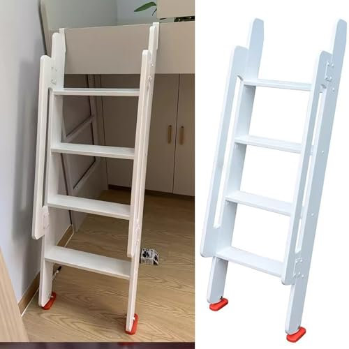 LZMZMQ Nur Zwei Etagenbettleitern/schräge Leitern Für Etagenbetten Im Hochbett, Abgewinkelte Holzleitern Für Wohnmobile/Reiseanhänger Mit Haken Und Hardware (Color : White, Size : 180cm/5.9ft/70.8in)