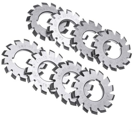 8 Pcs Gear Cutter Set High Speed Steel Milling Cutter Pressure Angle Cutting Tool For Milling Machine High Speed Steel Disk-Shaped, 20 Degree 18 Teeth