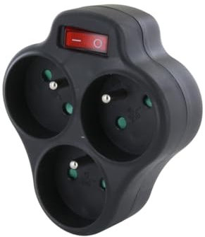 Domino 3x16A + Interrupteur - Noir - Chacon