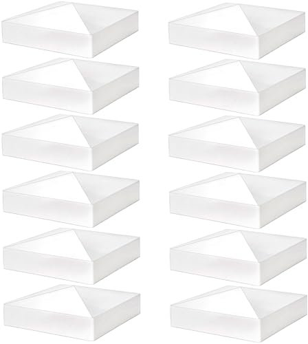 Hiceeden 12 Pack 5 x 5 Vinyl Fence Post Caps, Pyramid PVC Deck Post Caps, Decking Caps for Mailbox, Lamp Post, Deck, Dock, White