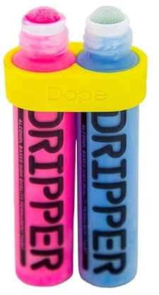 KLAMOTTEN STORE Lackstifte - 2 Mobmarker mit Tool - Double Trouble Dripper - 10mm Rundspitze - permanent - Blau - Pink