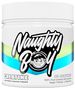 NaughtyBoy - Creatina monoidrato in polvere micronizzata – 150 g, non aromatizzata, 100% pura resistenza a 200 maglie, supporto potenza e prestazioni, facile miscelazione
