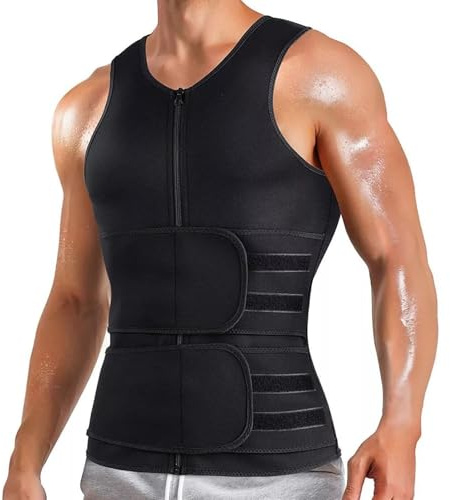 Meichoon Sauna Suit with Waist Trainer Weight Loss Body Shaper Sweat Vest for Men Gym Workout Exercise