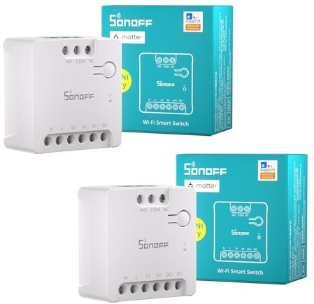 SONOFF Contatto Pulito MINI-D Interruttore Intelligente | WiFi 2.4G | 8W | Protocollo Matter compatibile con Alexa, Google Home, Home Assistant | Per porte di garage, controllo caldaia, ecc.2 pezzi